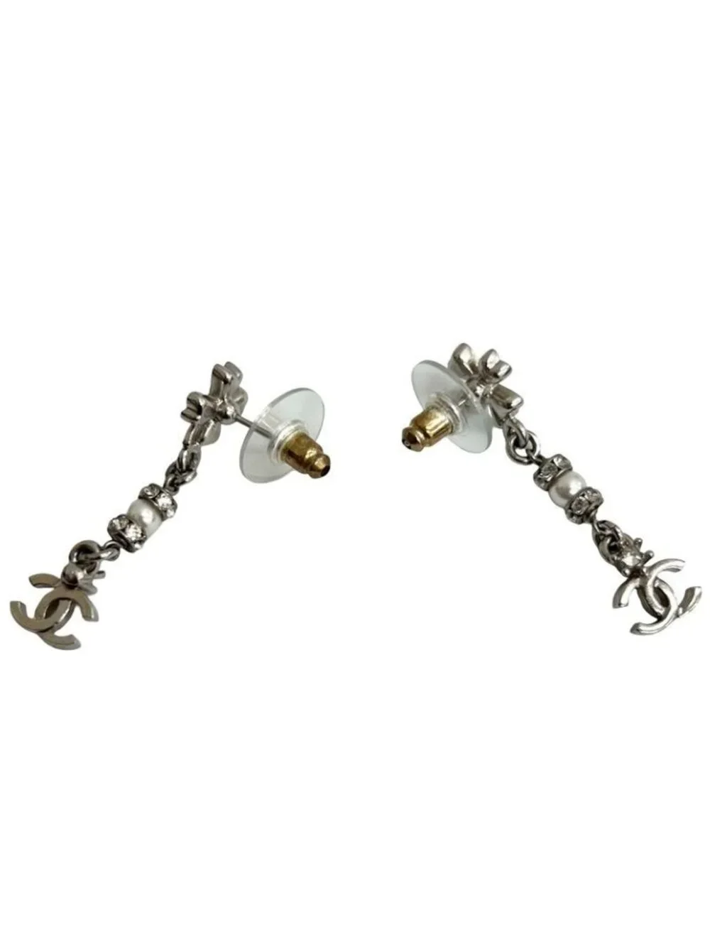 Chanel Coco Mark Clover Motif Metal Rhinestone Faux 23FP